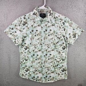 Rodd & Gunn Mens Small Floral Italian Fabric Sports Fit Short Sleeve Shirt Green